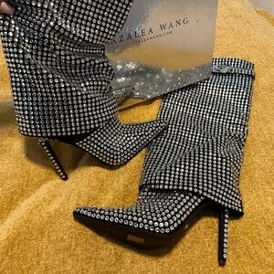 Azalea Wang Hemlock Crystal Rhinestone Stiletto Boots